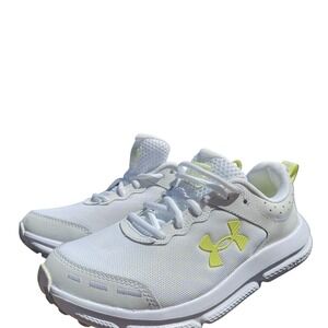 Under Armour Charged Comfort Women's Running Shoes White Neon Logo Size 8